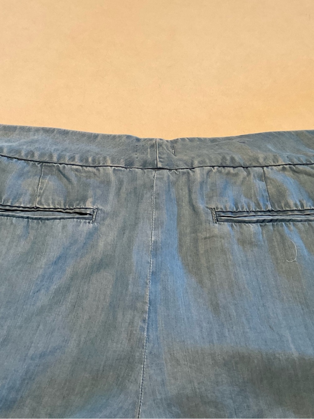 Crown & Ivy Blue Chambray Scalloped Hem Shorts - Picture 8 of 8